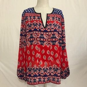 Red and blue pattern long sleeve